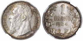 BELGIQUE
Léopold II (1865-1909). 1 franc 1904, Bruxelles.
KM.56.1 ; Argent - 5 g - 23 mm - 6 h 
NGC MS 63+ (5949766-005). Superbe.