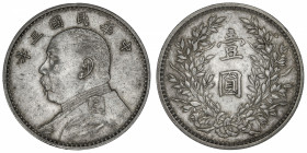 CHINE
République de Chine (1912-1949). Dollar, Yuan Shikai An 3 (1914).
Y.329 - L&M.63 ; Argent - 26,86 g - 38,5 mm - 12 h 
De petites marques de c...