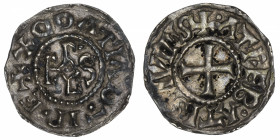 CAROLINGIENS
Charles II le Chauve (840-877). Denier ND (840-877), Arras.
MG.740 v. ; Argent - 1,50 g - 19,5 mm - 1 h 
Superbe.
