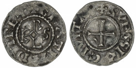 CAROLINGIENS
Charles II le Chauve (840-877). Denier ND (840-877), Soissons.
P.278 - MG.805 ; Argent - 1,37 g - 21 mm - 7 h 
Petit coup de poinçon. ...
