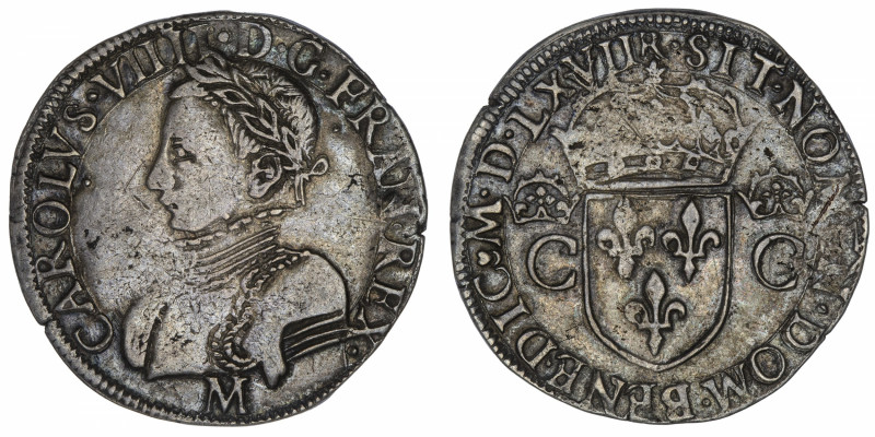 CAPÉTIENS
Charles IX (1560-1574). Teston 1567, M, Toulouse.
Dy.1063 ; Argent -...