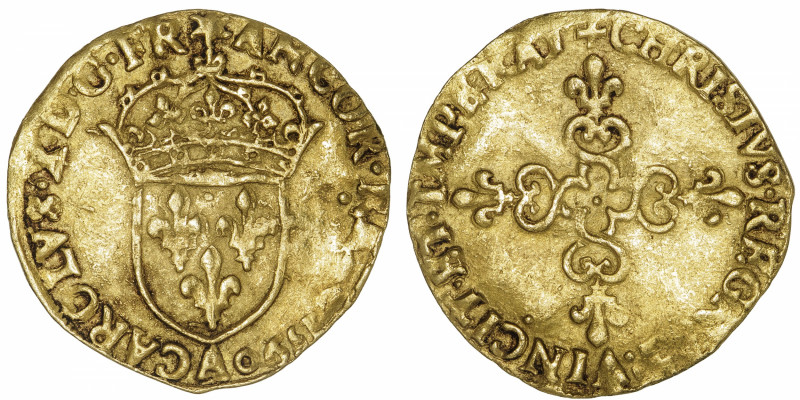 CAPÉTIENS
Charles X (1589-1594). Écu d’or au soleil 1er type 1590, A, Paris.
D...