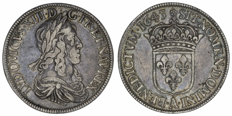 CAPÉTIENS
Louis XIII (1610-1643). Écu de 60 sols, 2ème poinçon de Warin 1643, A...