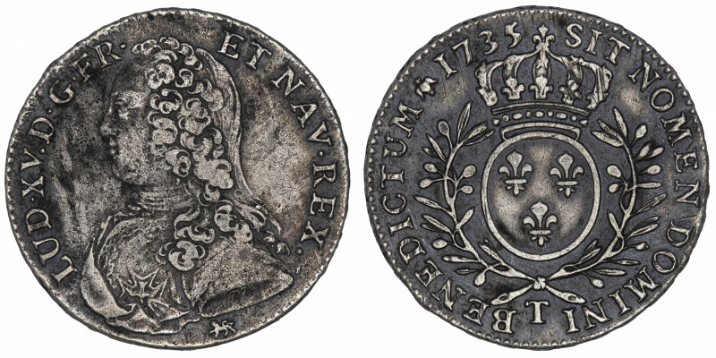 CAPÉTIENS
Louis XV (1715-1774). Demi-écu aux rameaux d’olivier 1735, T, Nantes....