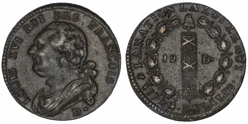 CAPÉTIENS
Constitution (1791-1792). 12 deniers FRANÇOIS 1792 (An 4/3), D°, Dijo...