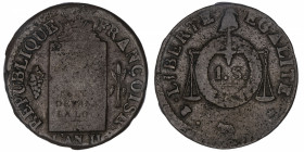 FRANCE
Convention (1792-1795). Sol à la balance FRANÇOISE, non daté ND (1794), Pau.
G.21 ; Cuivre - 11,51 g - 29 mm - 6 h 
Rare et recherché atelie...