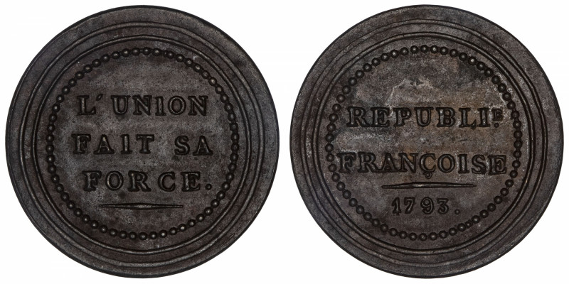 FRANCE
Convention (1792-1795). Médaillette, l’Union fait sa force 1793.
VG.393...