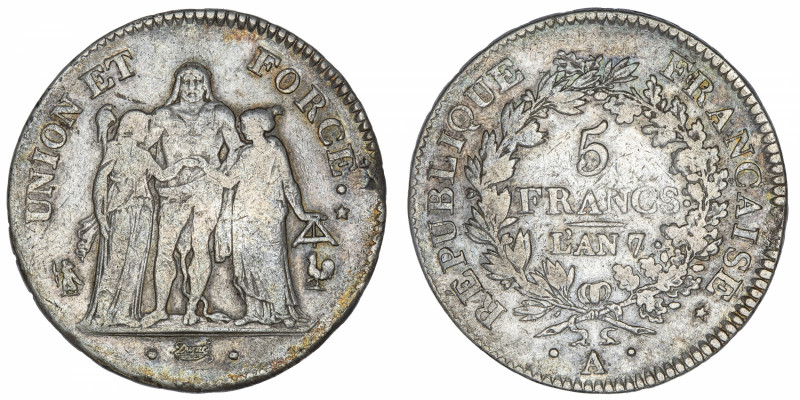 FRANCE
Directoire (1795-1799). 5 francs Union et Force An 7/6, A, Paris.
G.563...