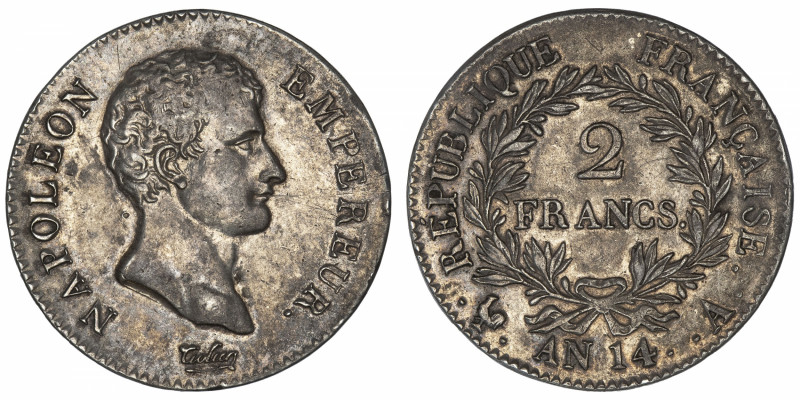 FRANCE
Premier Empire / Napoléon Ier (1804-1814). 2 francs calendrier révolutio...