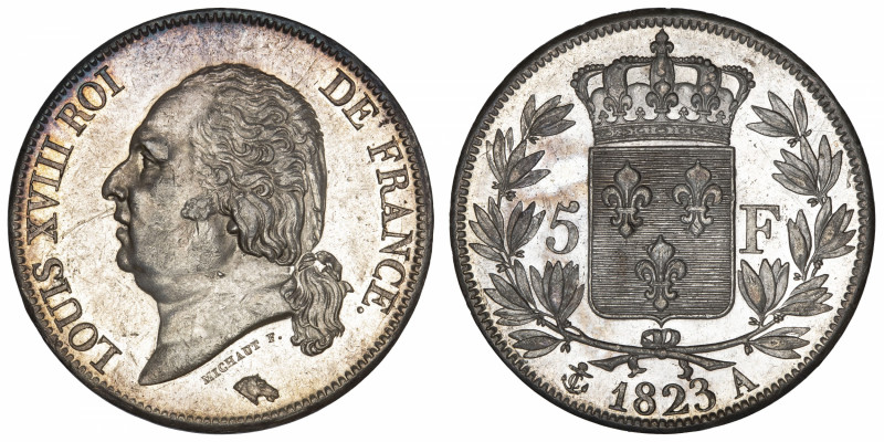 FRANCE
Louis XVIII (1814-1824). 5 francs buste nu 1823, A, Paris.
G.614 - F.30...