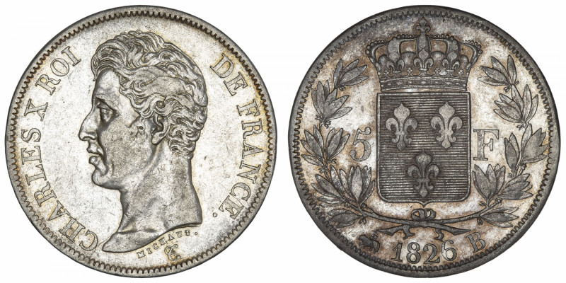 FRANCE
Charles X (1824-1830). 5 francs, 1er type 1826, B, Rouen.
G.643 - F.310...