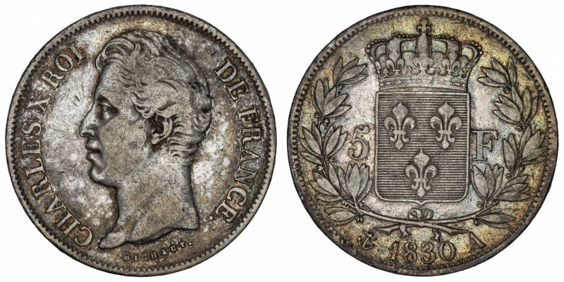 FRANCE
Charles X (1824-1830). 5 francs, tranche en relief 1830, A, Paris.
G.64...