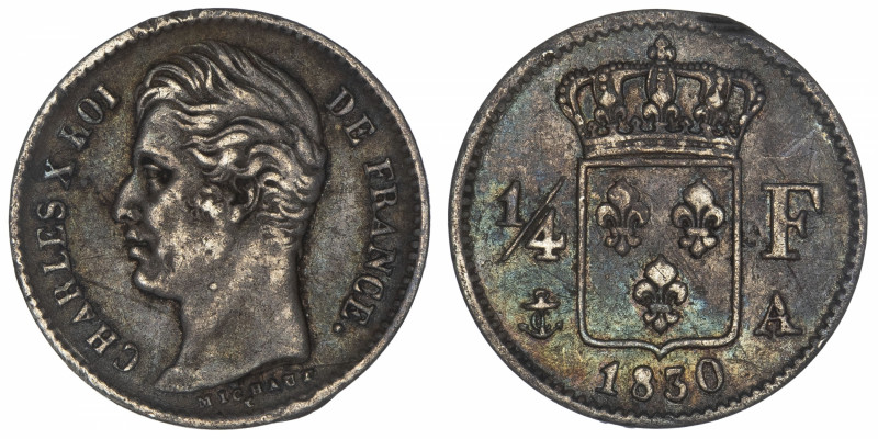 FRANCE
Charles X (1824-1830). 1/4 franc 1830, A, Paris.
G.353 - F.164 ; Argent...