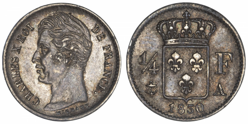 FRANCE
Charles X (1824-1830). 1/4 franc 1830, A, Paris.
G.353 - F.164 ; Argent...