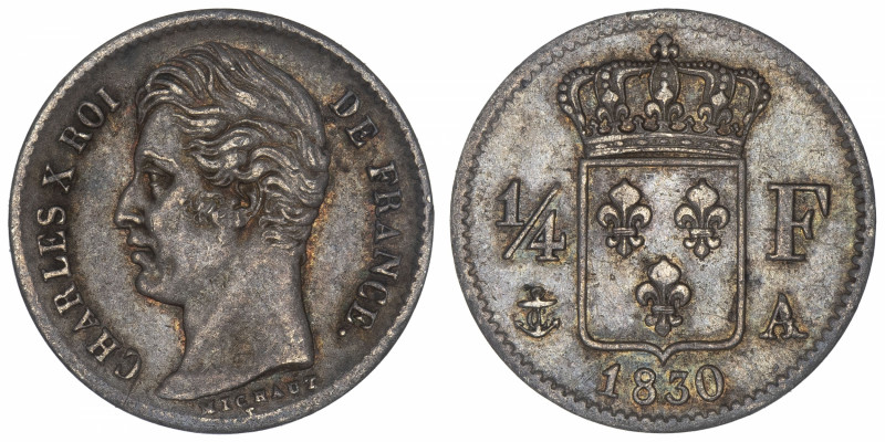 FRANCE
Charles X (1824-1830). 1/4 franc 1830, A, Paris.
G.353 - F.164 ; Argent...