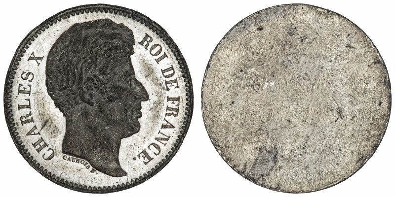 FRANCE
Charles X (1824-1830). Épreuve uniface d’avers de 40 Francs par Caunois ...