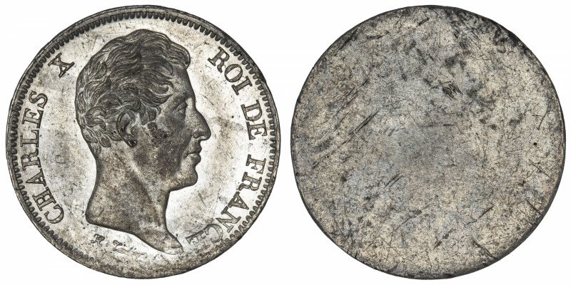 FRANCE
Charles X (1824-1830). Épreuve uniface d’avers de 40 Francs par Tiolier ...