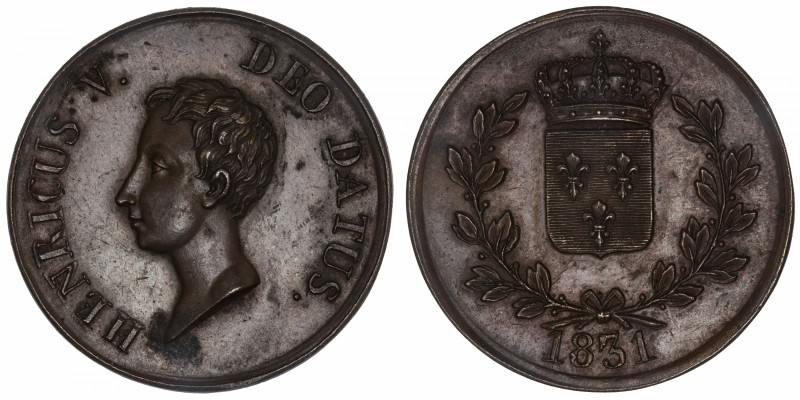 FRANCE
Henri V (1820-1883). Essai au module de 5 francs 1831, Bruxelles (Würden...