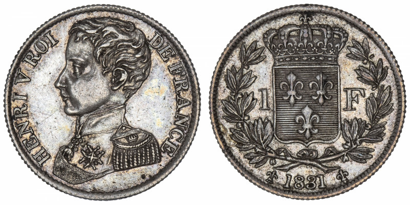 FRANCE
Henri V (1820-1883). 1 franc 1831, Bruxelles (Würden).
G.451 - Maz.911 ...