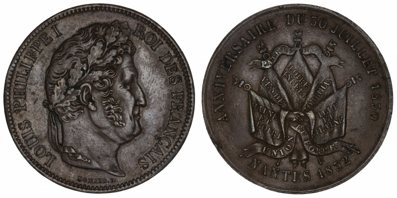 FRANCE
Louis-Philippe Ier (1830-1848). Module de 5 francs par Domard, Nantes 18...