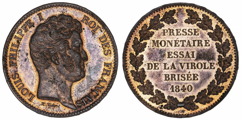 FRANCE
Louis-Philippe Ier (1830-1848). Essai au module de 5 francs, par Thonnel...