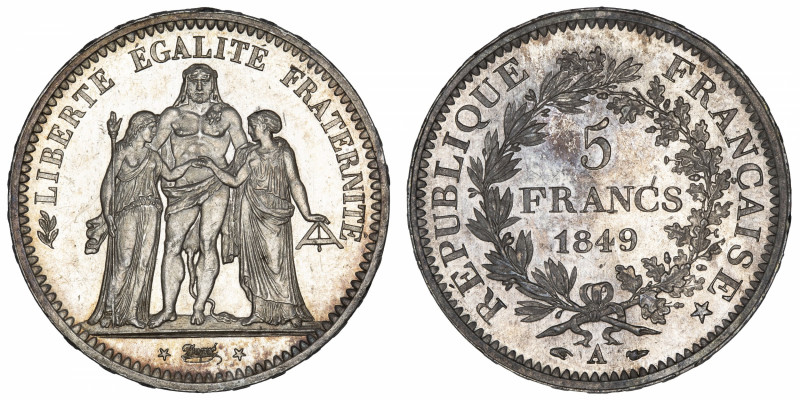 FRANCE
IIe République (1848-1852). 5 francs Hercule 1849, A, Paris.
G.683 - F....