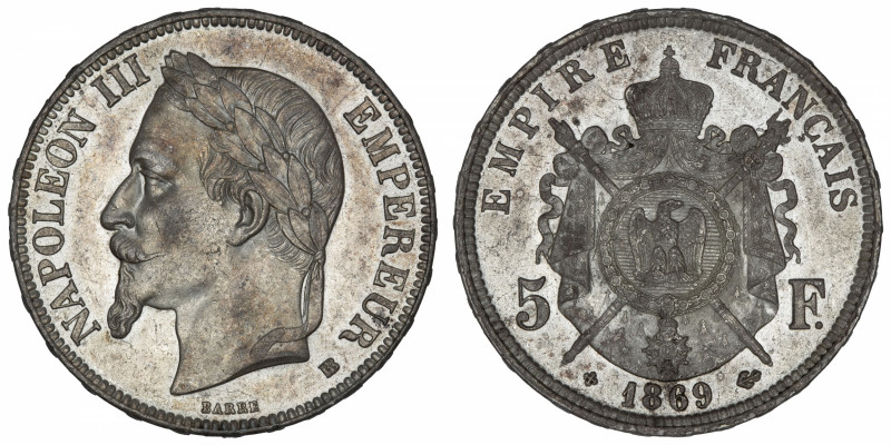 FRANCE
Second Empire / Napoléon III (1852-1870). 5 francs tête laurée 1869, BB,...