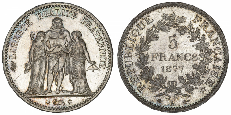 FRANCE
IIIe République (1870-1940). 5 francs Hercule 1877, A, Paris.
G.745a - ...