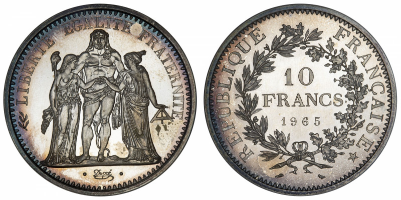 FRANCE
Ve République (1958 à nos jours). Piéfort de 10 francs Hercule 1965, Par...