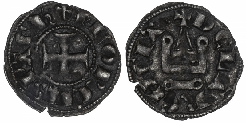 GRÈCE
Achaïe, Charles I ou II d’Anjou (1278-1289). Denier ND, Clarentia.
S.XIV...