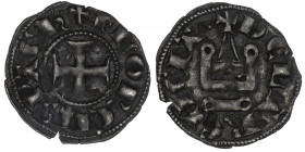 GRÈCE
Achaïe, Charles I ou II d’Anjou (1278-1289). Denier ND, Clarentia.
S.XIV-21 - Schl.XII-17 ; Billon - 0,86 g - 19 mm - 9 h 
TTB à Superbe....