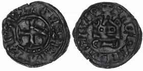 GRÈCE
Achaïe, Philippe de Tarente (1308-1312). Denier ND, Lépante.
Schl.XIII-20 ; Billon - 0,87 g - 18 mm - 5 h 
Patine noire. TTB.