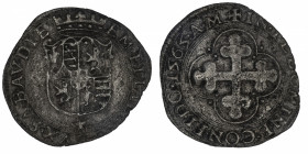 ITALIE
Savoie, Emmanuel-Philibert (1559-1580). Soldo 3e type 1565, étoile, Chambéry.
Cud.617j - Bi.450t ; Billon - 1,57 g - 22 mm - 5 h 
Patine gri...