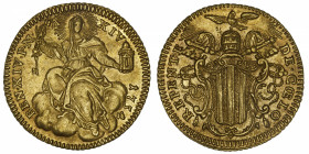 ITALIE
Vatican, Benoit XIV (1740-1758). Sequin (zecchino) 1754, Rome.
Fr.231 ; Or - 3,38 g - 21,5 mm - 12 h 
Superbe.
