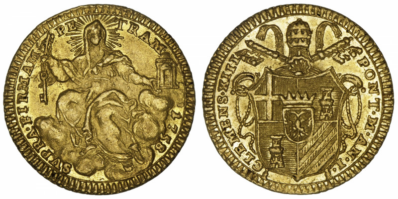 ITALIE
Vatican, Clément XIII (1758-1769). 1/2 sequin (1/2 zecchino) 1758, Rome....