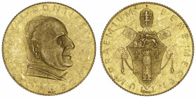 ITALIE
Vatican, Jean XXIII (1958-1963). Médaille au module de 20 lire Or ND (1958-1963), Rome.
Or - 6,42 g - 21 mm - 12 h 
Frappe privée, de faible...