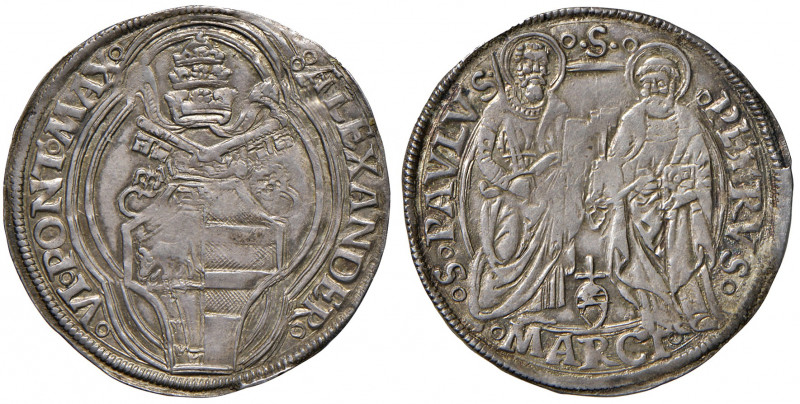 Ancona. Alessandro VI (1492-1503). Grosso (armetta Antonio Migliori) AG gr. 3,28...