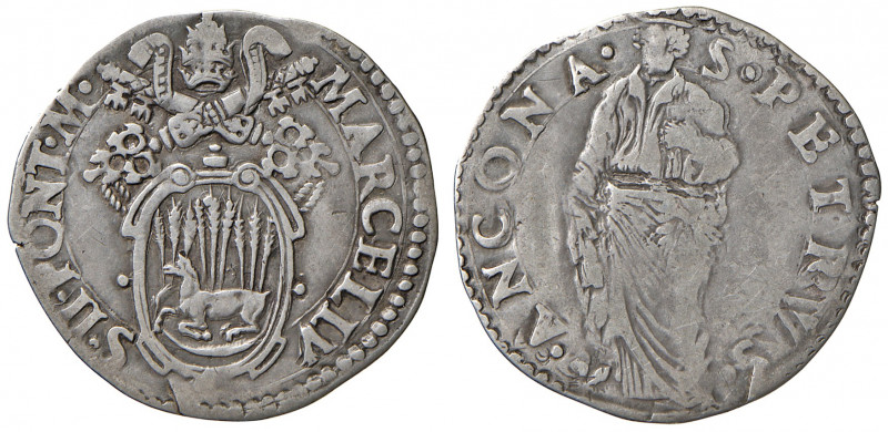 Ancona. Marcello II (9 aprile – 1 maggio 1555). Giulio AG gr. 3,08. Muntoni 6. B...
