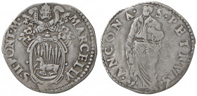 Ancona. Marcello II (9 aprile – 1 maggio 1555). Giulio AG gr. 3,08. Muntoni 6. Berman 1033. Dubbini-Mancinelli pag. 138 (1° tipo). MIR 1017/2. Villore...