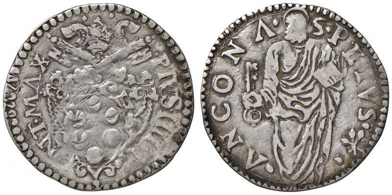 Ancona. Pio IV (1559-1565). Giulio AG gr. 3,00. Muntoni 58. Berman 1073. Dubbini...