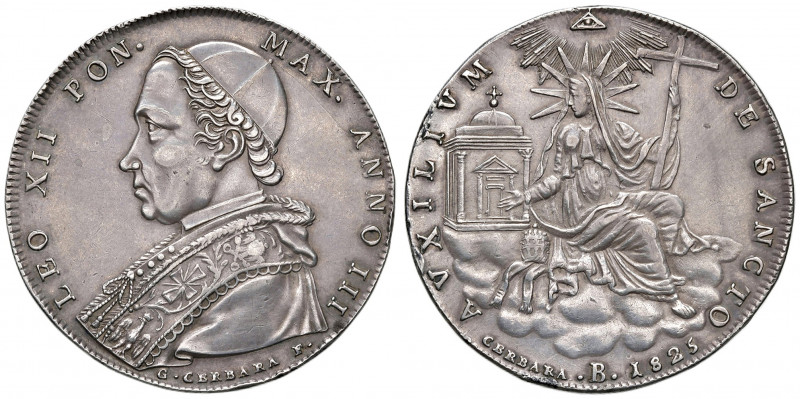 Bologna. Leone XII (1823-1829). Scudo 1825 anno III AG. Pagani 117. Chimienti 12...
