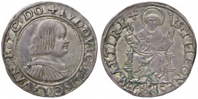 Messerano. Ludovico II Fieschi (1528-1532). Testone AG gr. 9,51. CNI 20. MIR 691. Raro. Bella patina di medagliere, migliore di BB