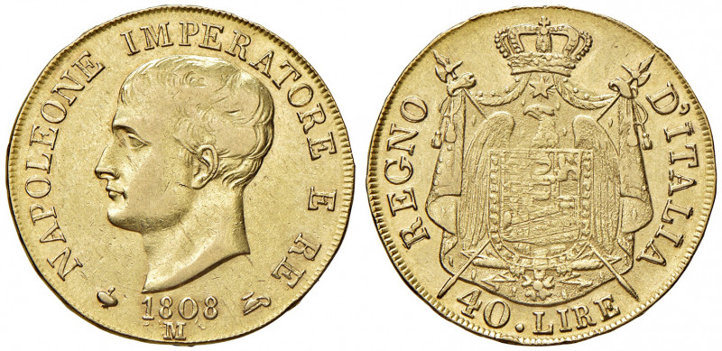 Milano. Napoleone I re d’Italia (1805-1814). Da 40 lire 1808 AV. Pagani 11. Crip...