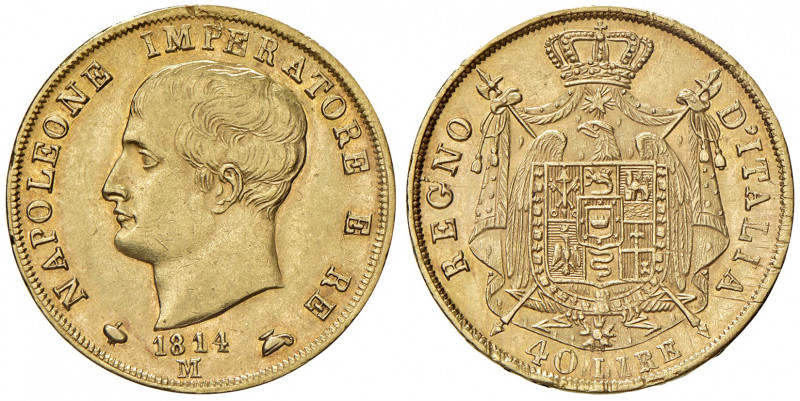 Milano. Napoleone I re d’Italia (1805-1814). Da 40 lire 1814 AV. Pagani 17a. Cri...
