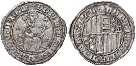 Napoli. Ferdinando I d’Aragona (1458-1494). Carlino (sigla M; Antonio Miroballo m.d.z. 1458-1460) AG gr. 3,58. P.R. 21d. MIR 72/4. Vall-Llosera i Tarr...