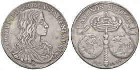 Napoli. Carlo II di Spagna (1665-1700). II periodo: re, 1674-1700. Ducato 1684 AG gr. 28,02. P.R. 1. MIR 292. Magliocca 5. Raro. Buon BB