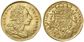 Napoli. Carlo di Borbone (1734-1759). Da 2 ducati 1754 (sigle MM-R; Domenico Maria Mazzara m.d.z. e Giovanni Russo m.d.p.) AV gr. 2,95. P.R. 20. MIR 3...