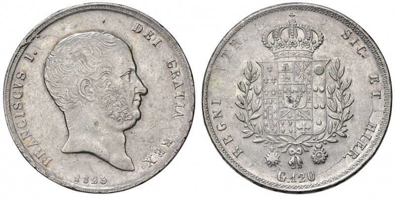 Napoli. Francesco II di Borbone (1825-1830). Da 120 grana 1825 AG. Pagani 109. P...