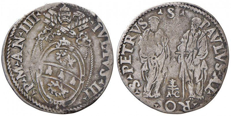 Roma. Giulio III (1550-1555). Giulio anno IV (segno Bartolomeo Canobio) AG gr. 3...