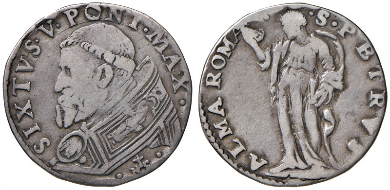 Roma. Sisto V (1585-1590). Testone AG gr. 8,52. Muntoni 39. Berman 1326. MIR 131...